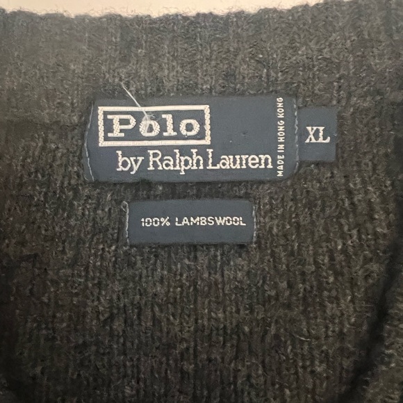 VINTAGE 90’s POLO CHARCOAL GREY MENS V- NECK SWEATER - Picture 3 of 7